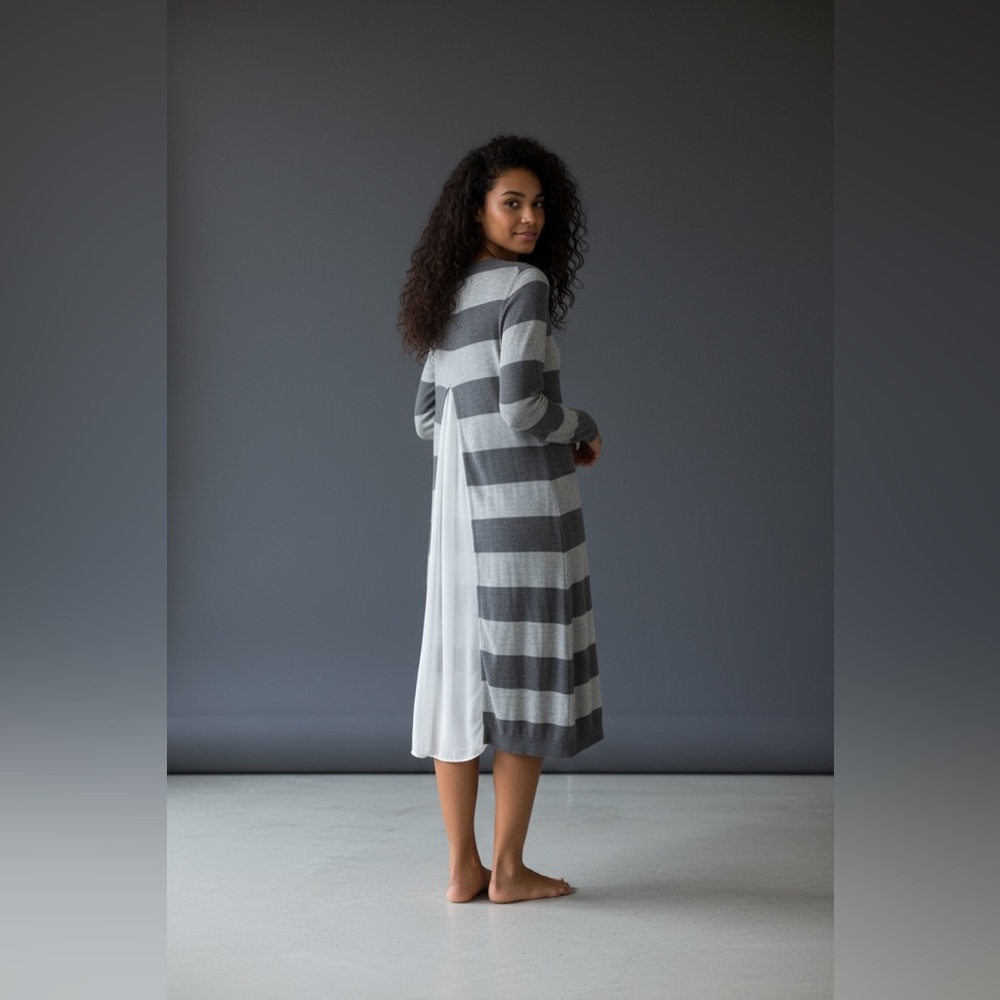 Chelsea 28 Gray Striped Cardigan. Size L
